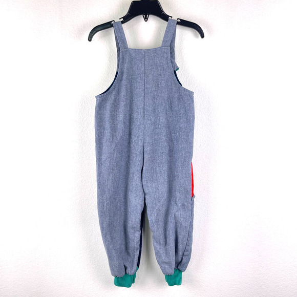 VINTAGE 80? Disney Winnie The Pooh Blue Red Bib Overalls Made in USA Baby 18-24M - Picture 2 of 14